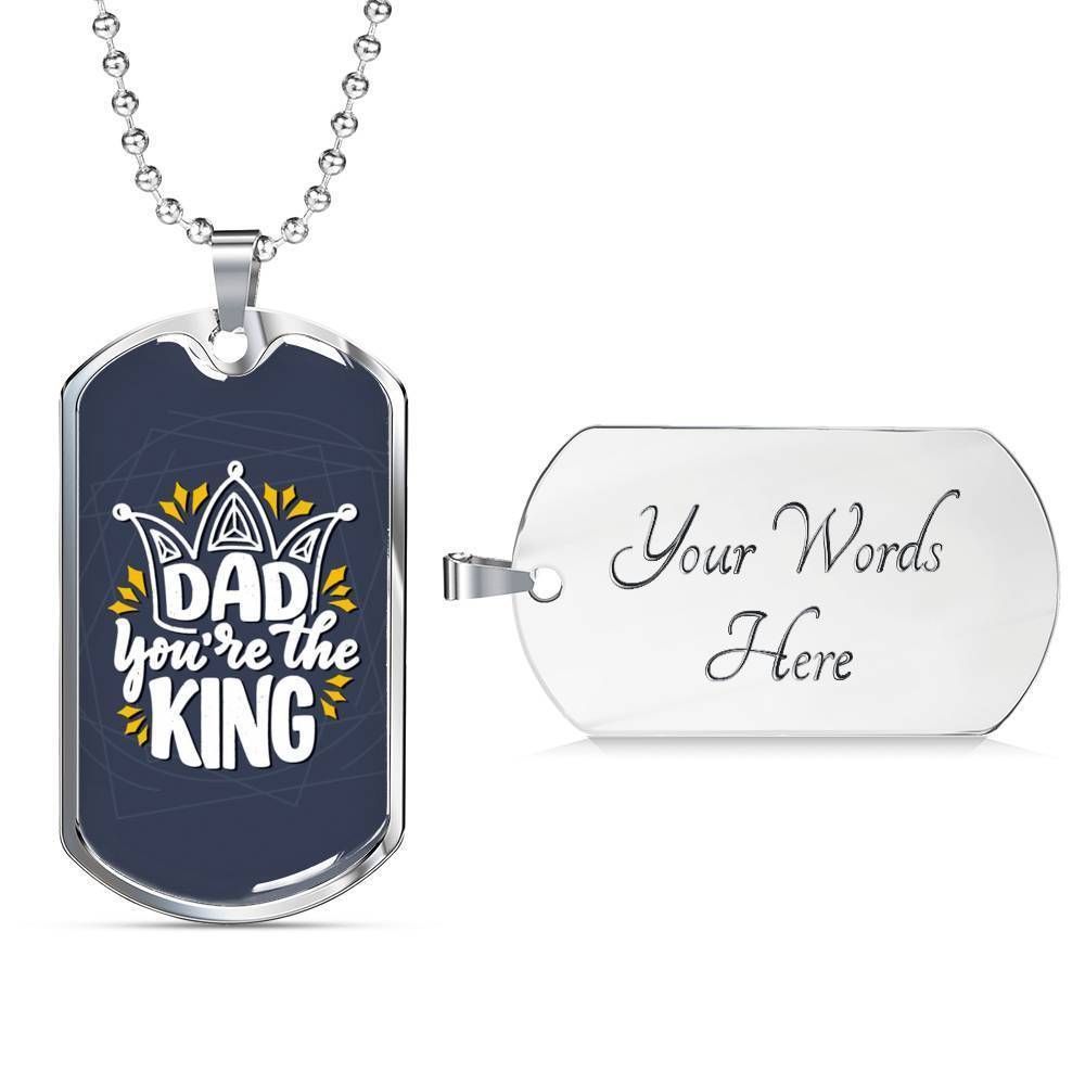 Dad Dog Tag Custom Picture Father’S Day, Dad You’Re The King Of Mine Dog Tag Necklace For Dad Father's Day Rakva