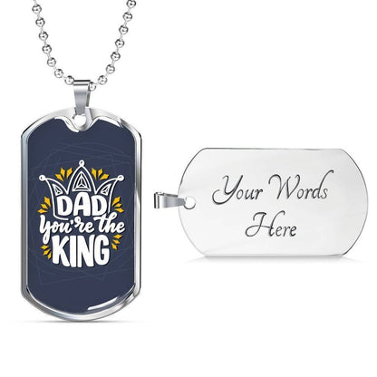 Dad Dog Tag Custom Picture Father’S Day, Dad You’Re The King Of Mine Dog Tag Necklace For Dad Father's Day Rakva