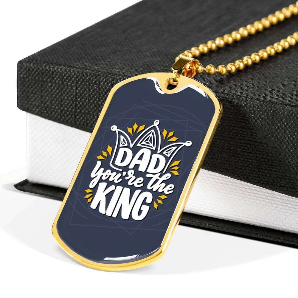 Dad Dog Tag Custom Picture Father’S Day, Dad You’Re The King Of Mine Dog Tag Necklace For Dad Father's Day Rakva