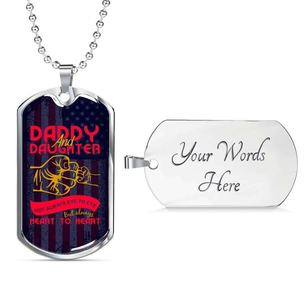 Dad Dog Tag Custom Picture Father’S Day, Daddy And Daughter Always Heart To Heart Dog Tag Necklace For Family Father's Day Rakva