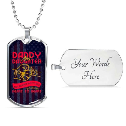 Dad Dog Tag Custom Picture Father’S Day, Daddy And Daughter Always Heart To Heart Dog Tag Necklace For Family Father's Day Rakva