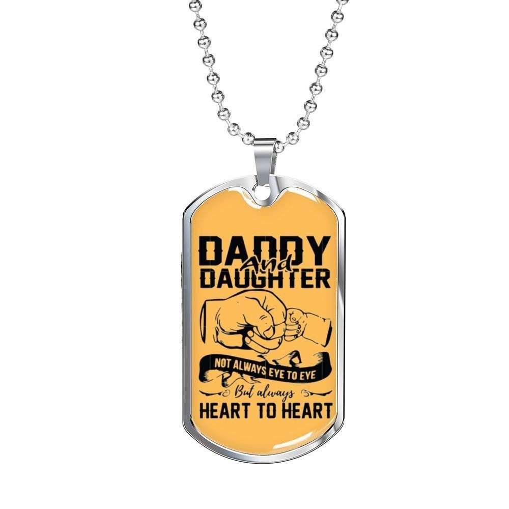 Dad Dog Tag Custom Picture Father’S Day, Daddy And Daughter Heart To Heart Dog Tag Necklace Gift Father's Day Rakva