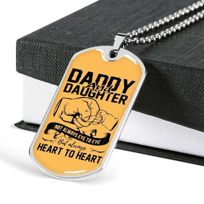 Dad Dog Tag Custom Picture Father’S Day, Daddy And Daughter Heart To Heart Dog Tag Necklace Gift Father's Day Rakva