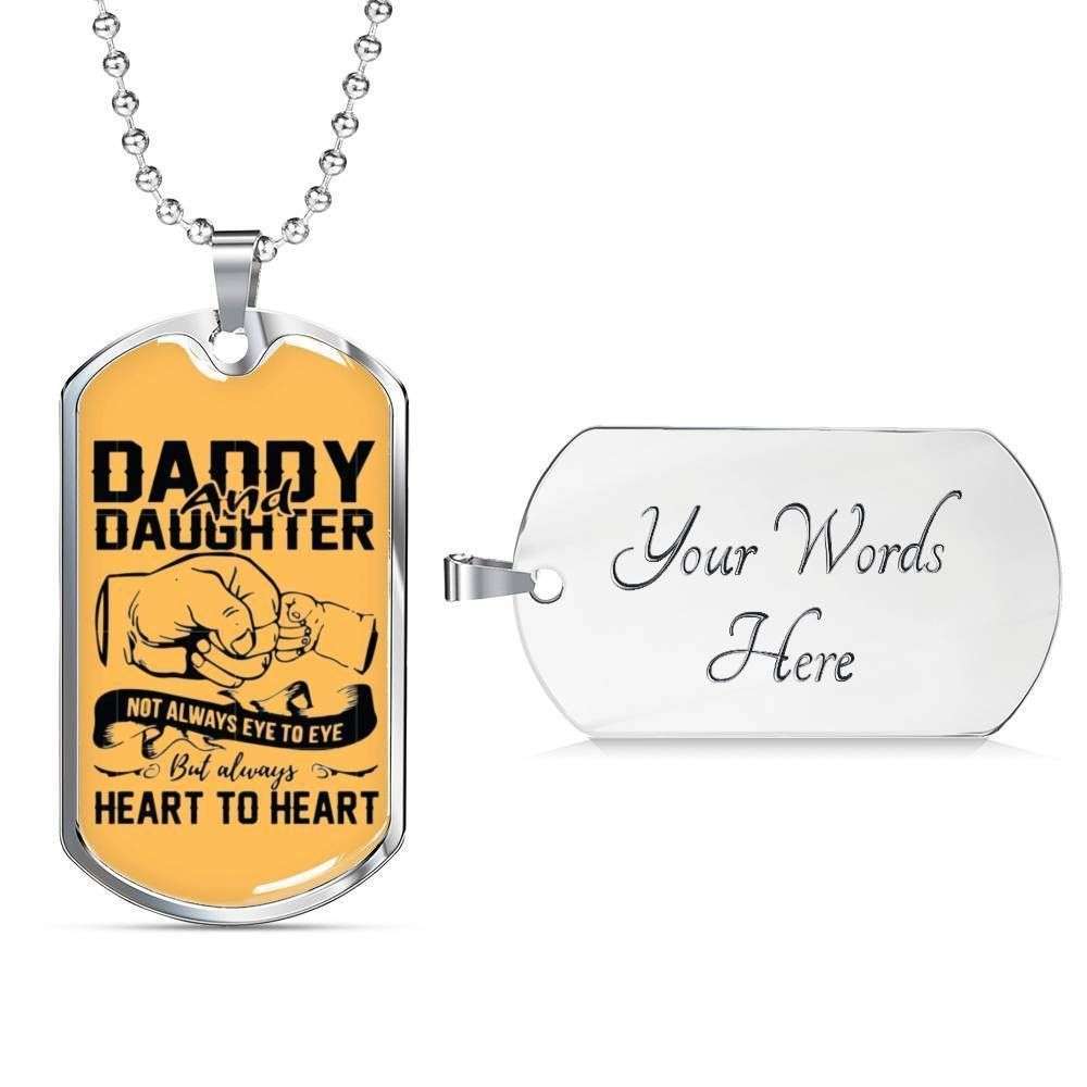 Dad Dog Tag Custom Picture Father’S Day, Daddy And Daughter Heart To Heart Dog Tag Necklace Gift Father's Day Rakva