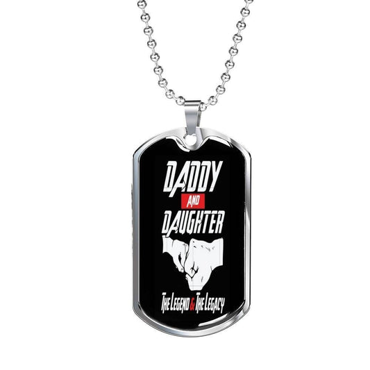 Dad Dog Tag Custom Picture Father’S Day, Daddy And Daughter The Legend And The Legacy Dog Tag Necklace For Daughter Father's Day Rakva