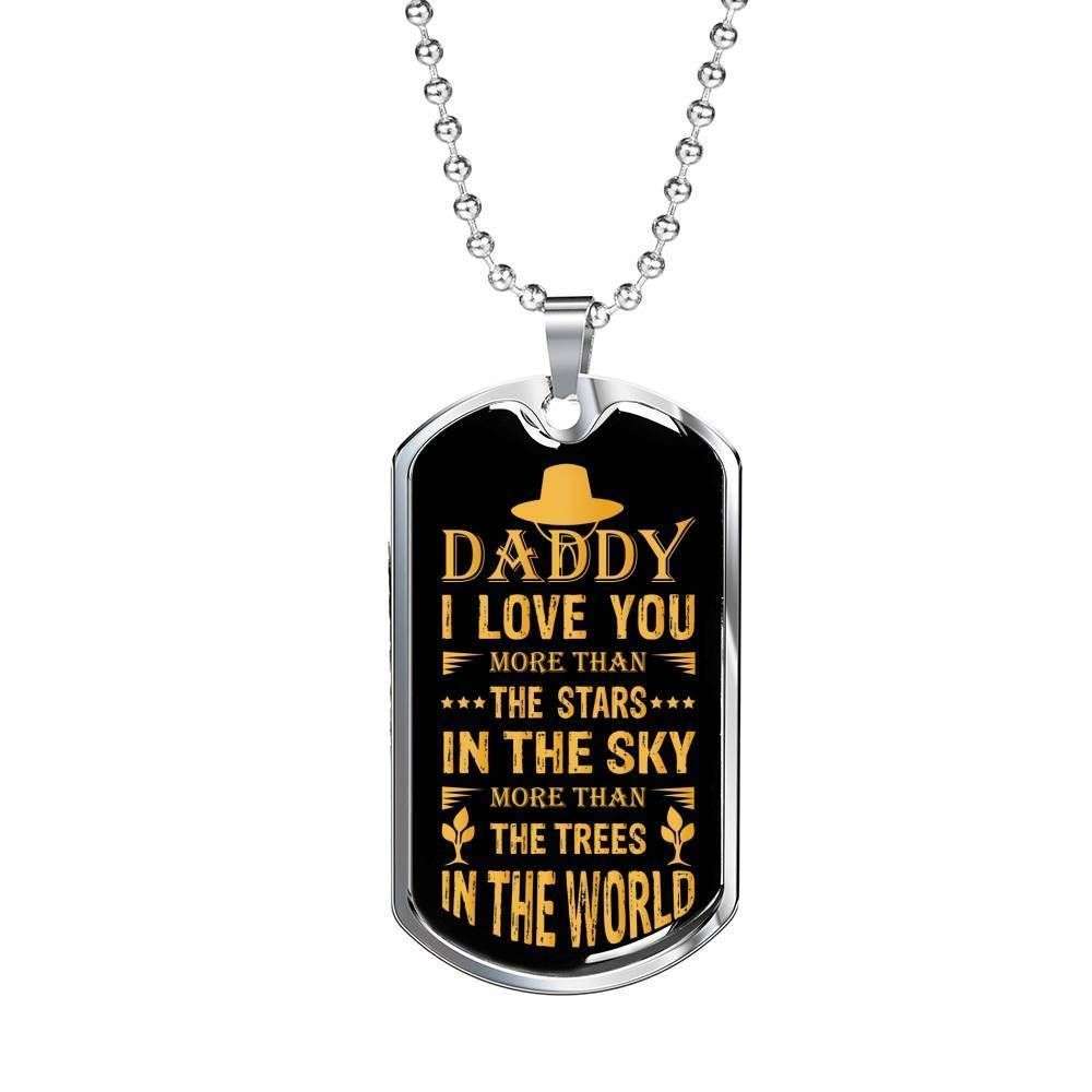 Dad Dog Tag Custom Picture Father’S Day, Daddy I Love You More Than The Stars In The Sky Dog Tag Necklace Father's Day Rakva