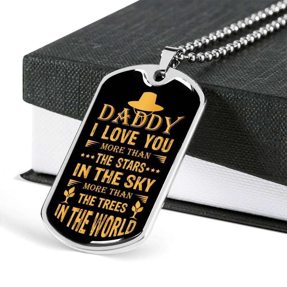 Dad Dog Tag Custom Picture Father’S Day, Daddy I Love You More Than The Stars In The Sky Dog Tag Necklace Father's Day Rakva