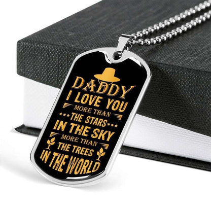 Dad Dog Tag Custom Picture Father’S Day, Daddy I Love You More Than The Stars In The Sky Dog Tag Necklace Father's Day Rakva