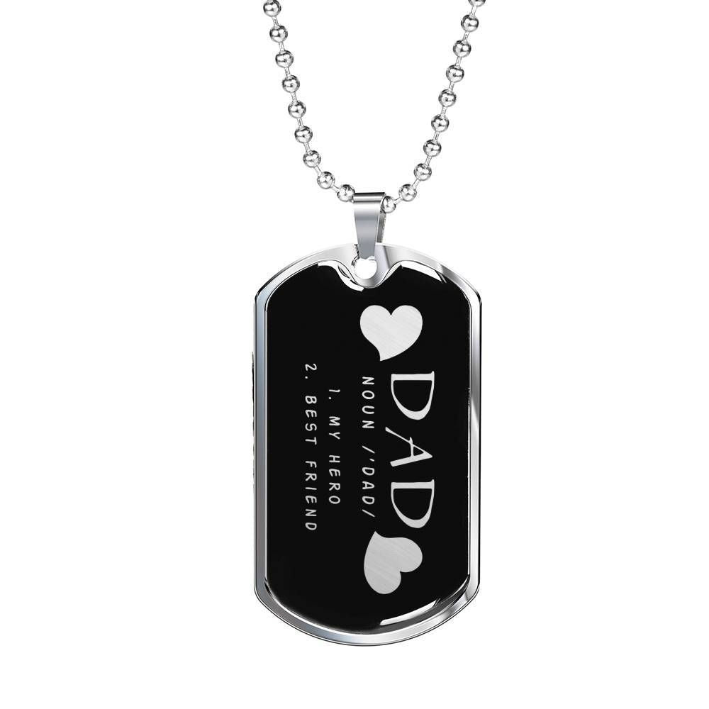 Dad Dog Tag Custom Picture Father’S Day, Daddy Is A Son’S First Hero A Daughter’S First Love Dog Tag Necklace Father's Day Rakva