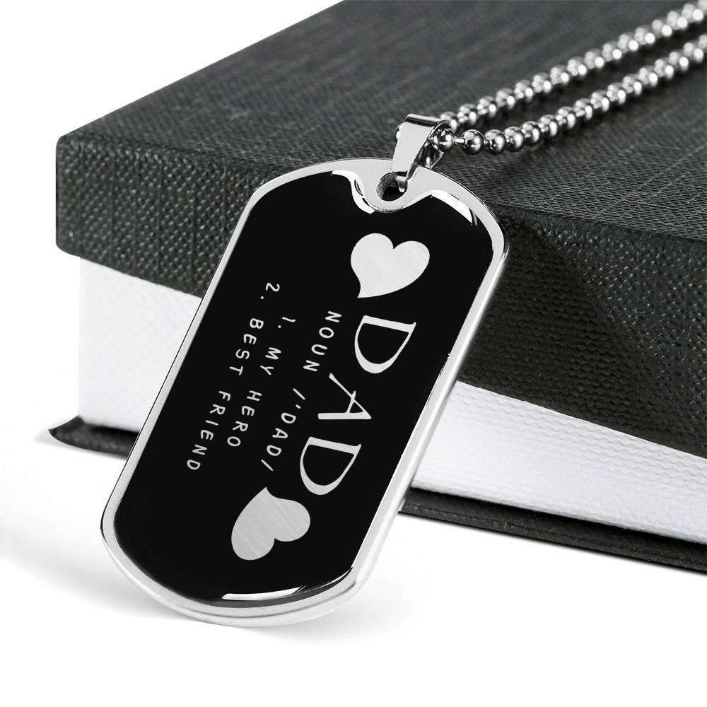 Dad Dog Tag Custom Picture Father’S Day, Daddy Is A Son’S First Hero A Daughter’S First Love Dog Tag Necklace Father's Day Rakva