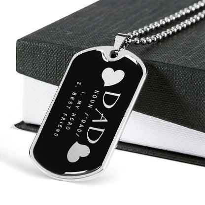 Dad Dog Tag Custom Picture Father’S Day, Daddy Is A Son’S First Hero A Daughter’S First Love Dog Tag Necklace Father's Day Rakva