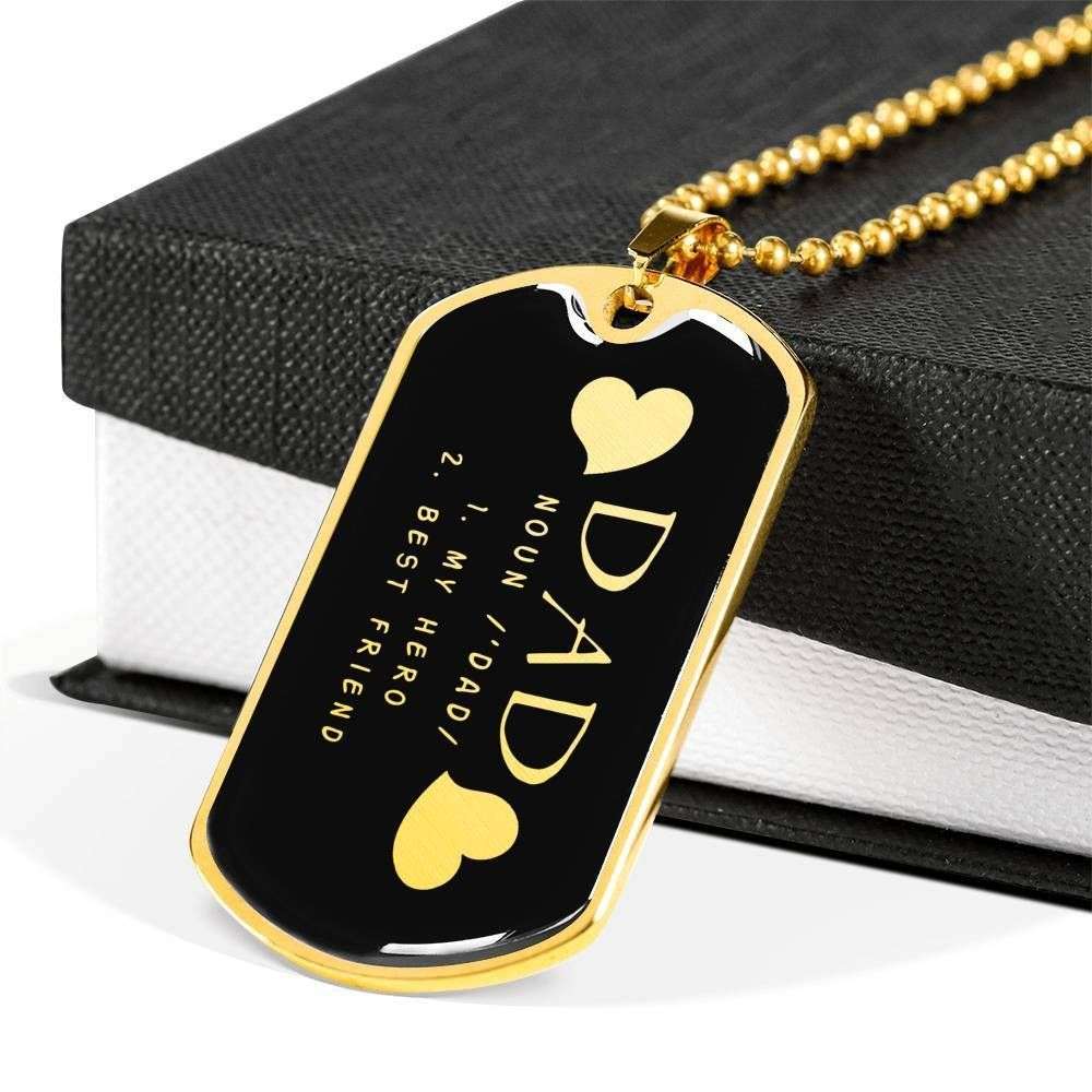 Dad Dog Tag Custom Picture Father’S Day, Daddy Is A Son’S First Hero A Daughter’S First Love Dog Tag Necklace Father's Day Rakva