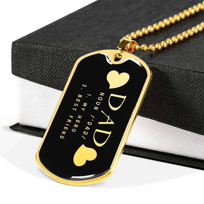 Dad Dog Tag Custom Picture Father’S Day, Daddy Is A Son’S First Hero A Daughter’S First Love Dog Tag Necklace Father's Day Rakva