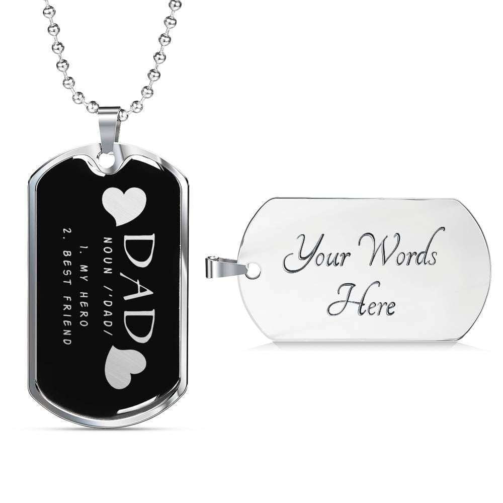 Dad Dog Tag Custom Picture Father’S Day, Daddy Is A Son’S First Hero A Daughter’S First Love Dog Tag Necklace Father's Day Rakva