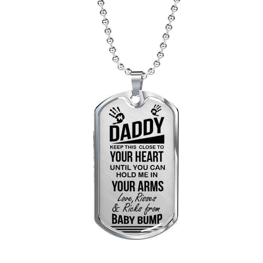 Dad Dog Tag Custom Picture Father’S Day, Daddy Keep This Close Until You Can Hold Me In Your Arms Dog Tag Necklace Father's Day Rakva