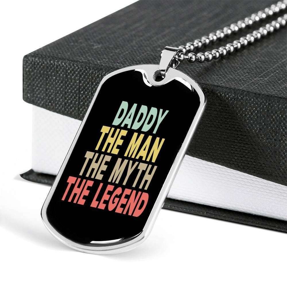Dad Dog Tag Custom Picture Father’S Day, Daddy The Man The Myth The Legend Dog Tag Necklace For Dad Father's Day Rakva