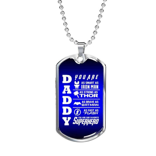Dad Dog Tag Custom Picture Father’S Day, Daddy You’Re As Smart As Iron Man Giving Dad Dog Tag Necklace Father's Day Rakva