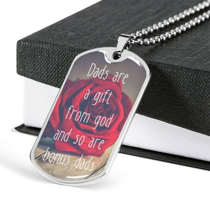 Dad Dog Tag Custom Picture Father’S Day, Dads Are A Gift From God Dog Tag Necklace Gift For Bonus Daddy Father's Day Rakva