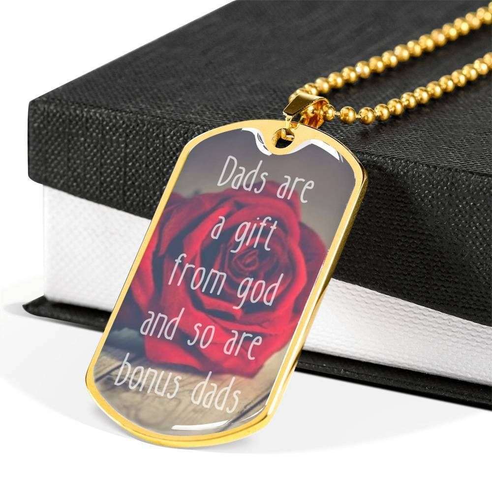 Dad Dog Tag Custom Picture Father’S Day, Dads Are A Gift From God Dog Tag Necklace Gift For Bonus Daddy Father's Day Rakva