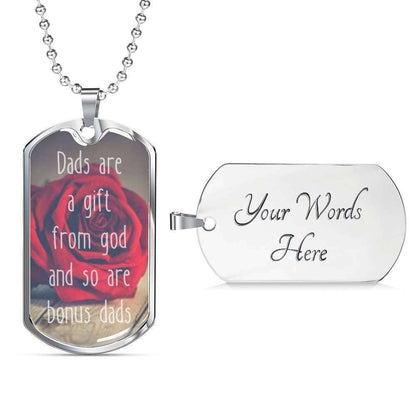Dad Dog Tag Custom Picture Father’S Day, Dads Are A Gift From God Dog Tag Necklace Gift For Bonus Daddy Father's Day Rakva
