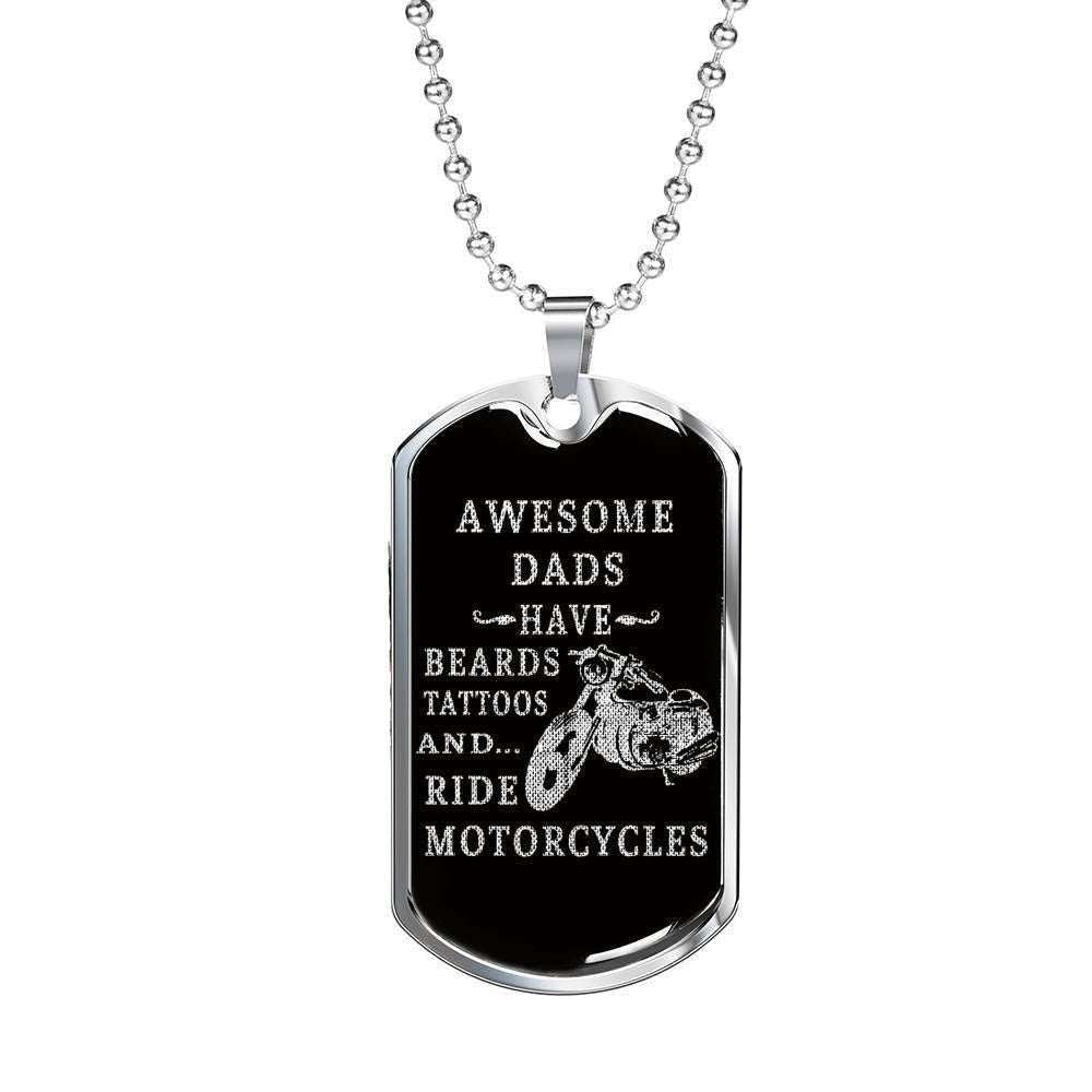 Dad Dog Tag Custom Picture Father’S Day, Dads Beards Motorcycles Dog Tag Necklace For Men Father's Day Rakva