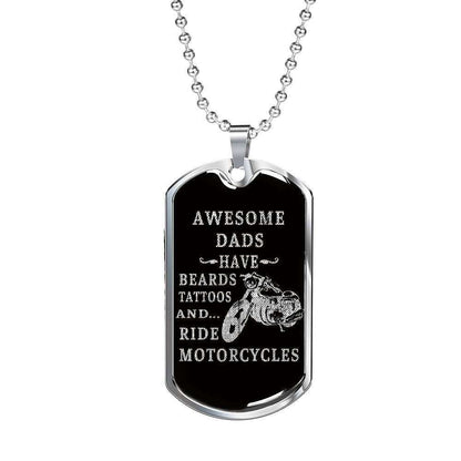 Dad Dog Tag Custom Picture Father’S Day, Dads Beards Motorcycles Dog Tag Necklace For Men Father's Day Rakva