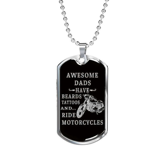 Dad Dog Tag Custom Picture Father’S Day, Dads Beards Motorcycles Dog Tag Necklace For Men Father's Day Rakva