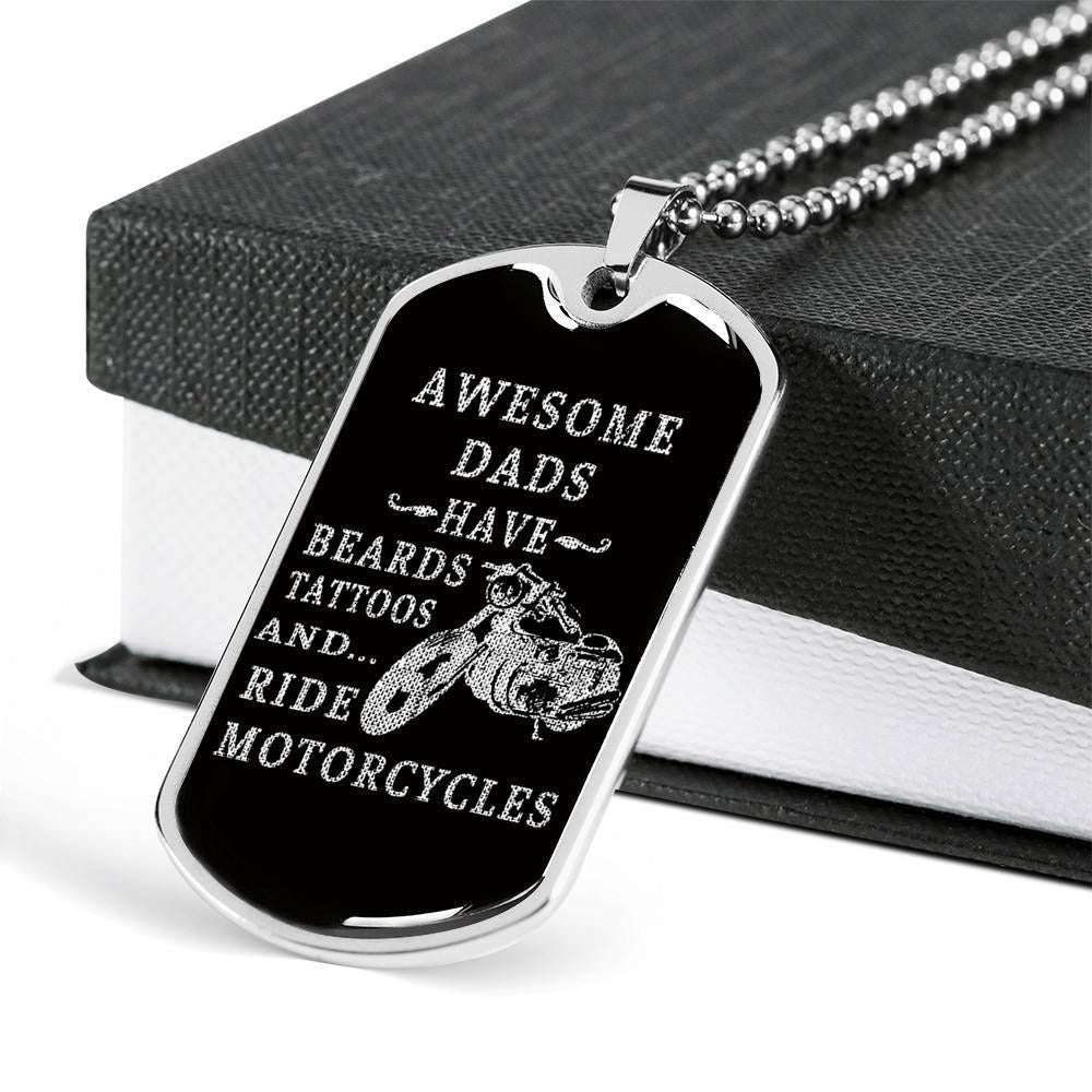 Dad Dog Tag Custom Picture Father’S Day, Dads Beards Motorcycles Dog Tag Necklace For Men Father's Day Rakva