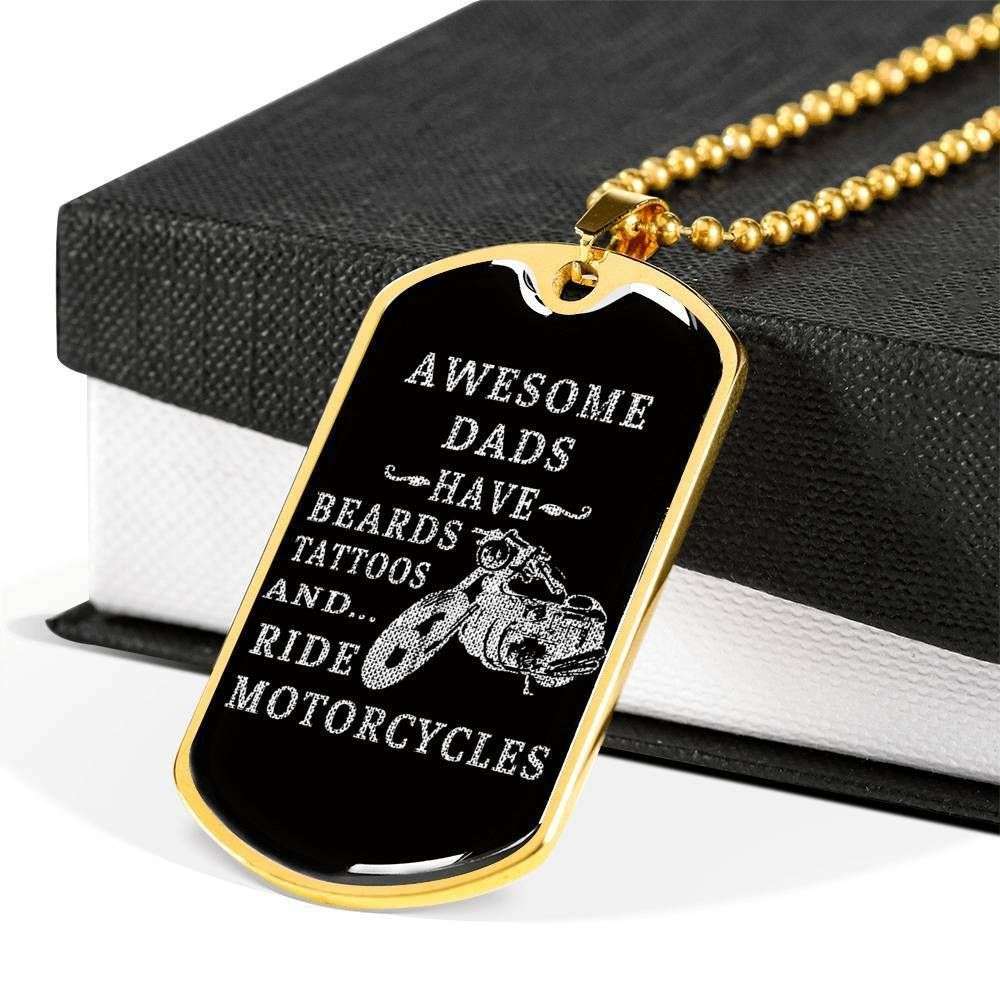 Dad Dog Tag Custom Picture Father’S Day, Dads Beards Motorcycles Dog Tag Necklace For Men Father's Day Rakva