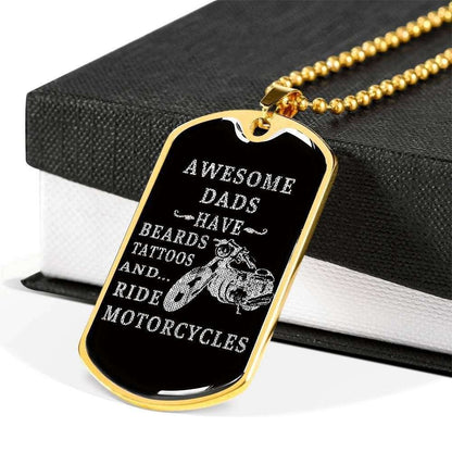 Dad Dog Tag Custom Picture Father’S Day, Dads Beards Motorcycles Dog Tag Necklace For Men Father's Day Rakva