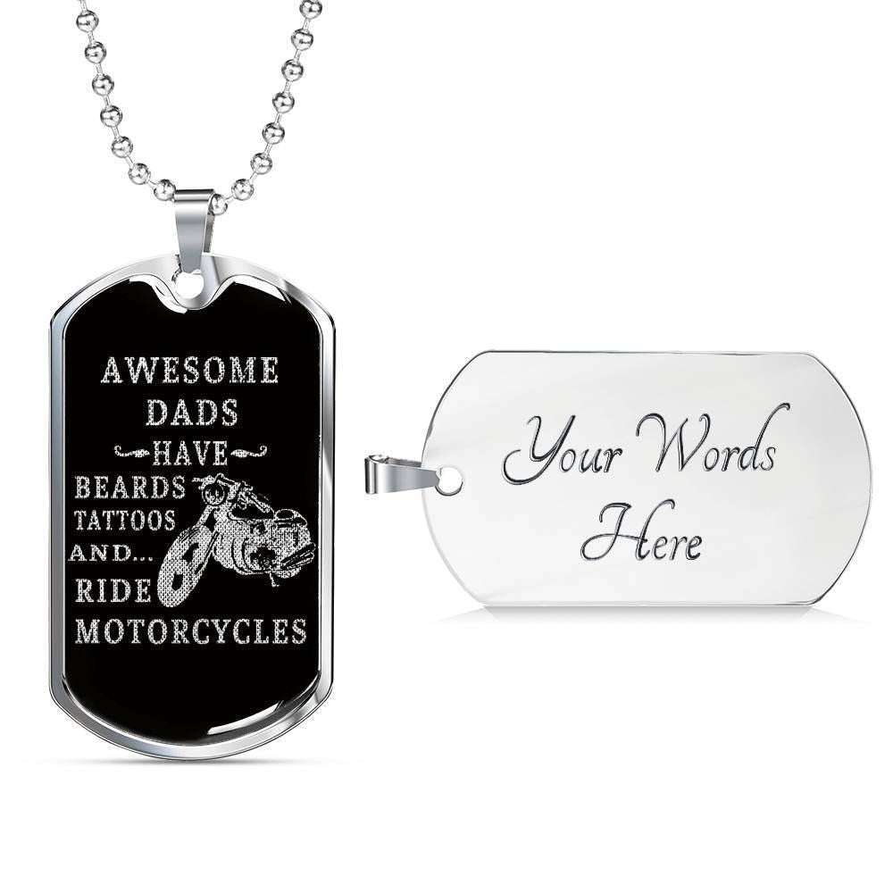 Dad Dog Tag Custom Picture Father’S Day, Dads Beards Motorcycles Dog Tag Necklace For Men Father's Day Rakva