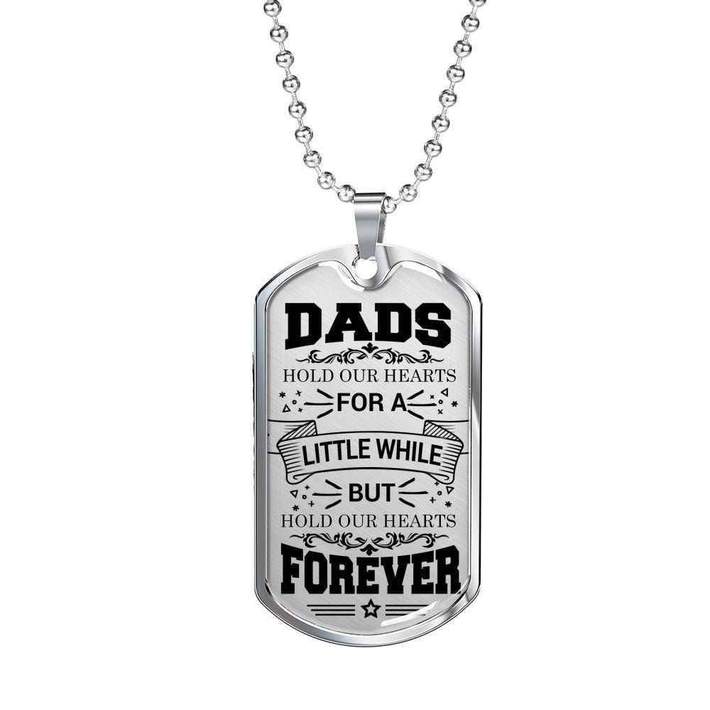 Dad Dog Tag Custom Picture Father’S Day, Dads Hold Our Hearts Forever Dog Tag Necklace Gift For Dad Father's Day Rakva