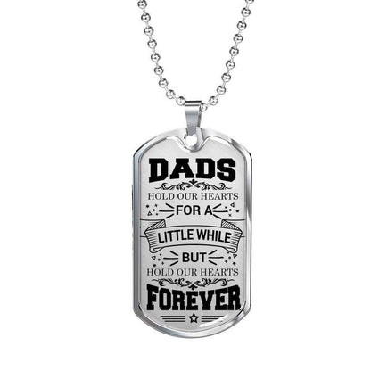 Dad Dog Tag Custom Picture Father’S Day, Dads Hold Our Hearts Forever Dog Tag Necklace Gift For Dad Father's Day Rakva