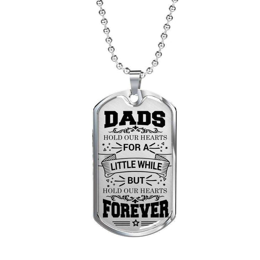 Dad Dog Tag Custom Picture Father’S Day, Dads Hold Our Hearts Forever Dog Tag Necklace Gift For Dad Father's Day Rakva
