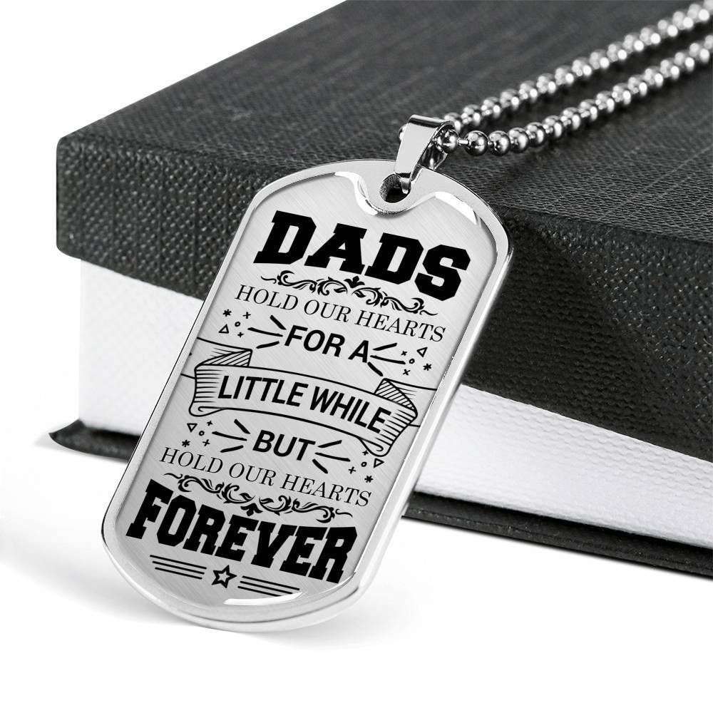 Dad Dog Tag Custom Picture Father’S Day, Dads Hold Our Hearts Forever Dog Tag Necklace Gift For Dad Father's Day Rakva
