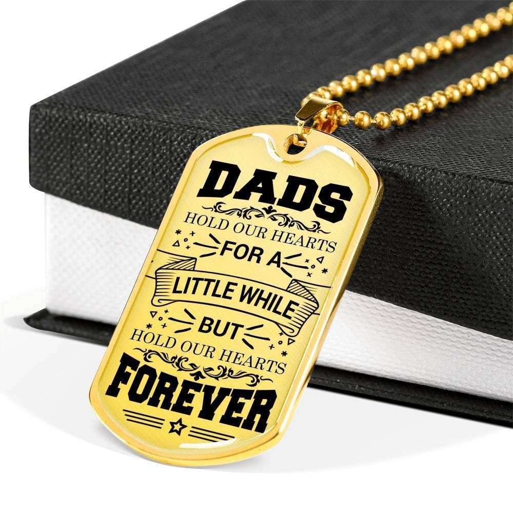 Dad Dog Tag Custom Picture Father’S Day, Dads Hold Our Hearts Forever Dog Tag Necklace Gift For Dad Father's Day Rakva