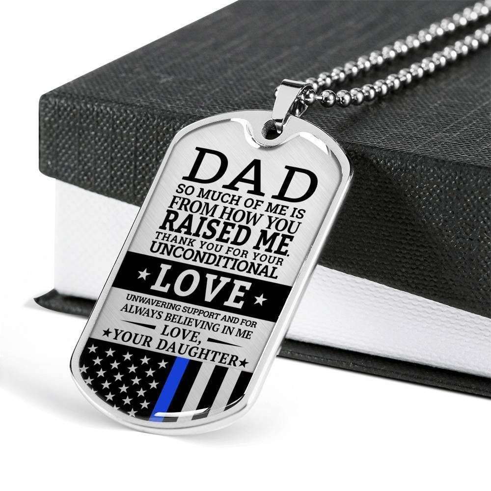 Dad Dog Tag Custom Picture Father’S Day, Daughter Gift For Dad Dog Tag Necklace Thank For Unconditional Love Father's Day Rakva