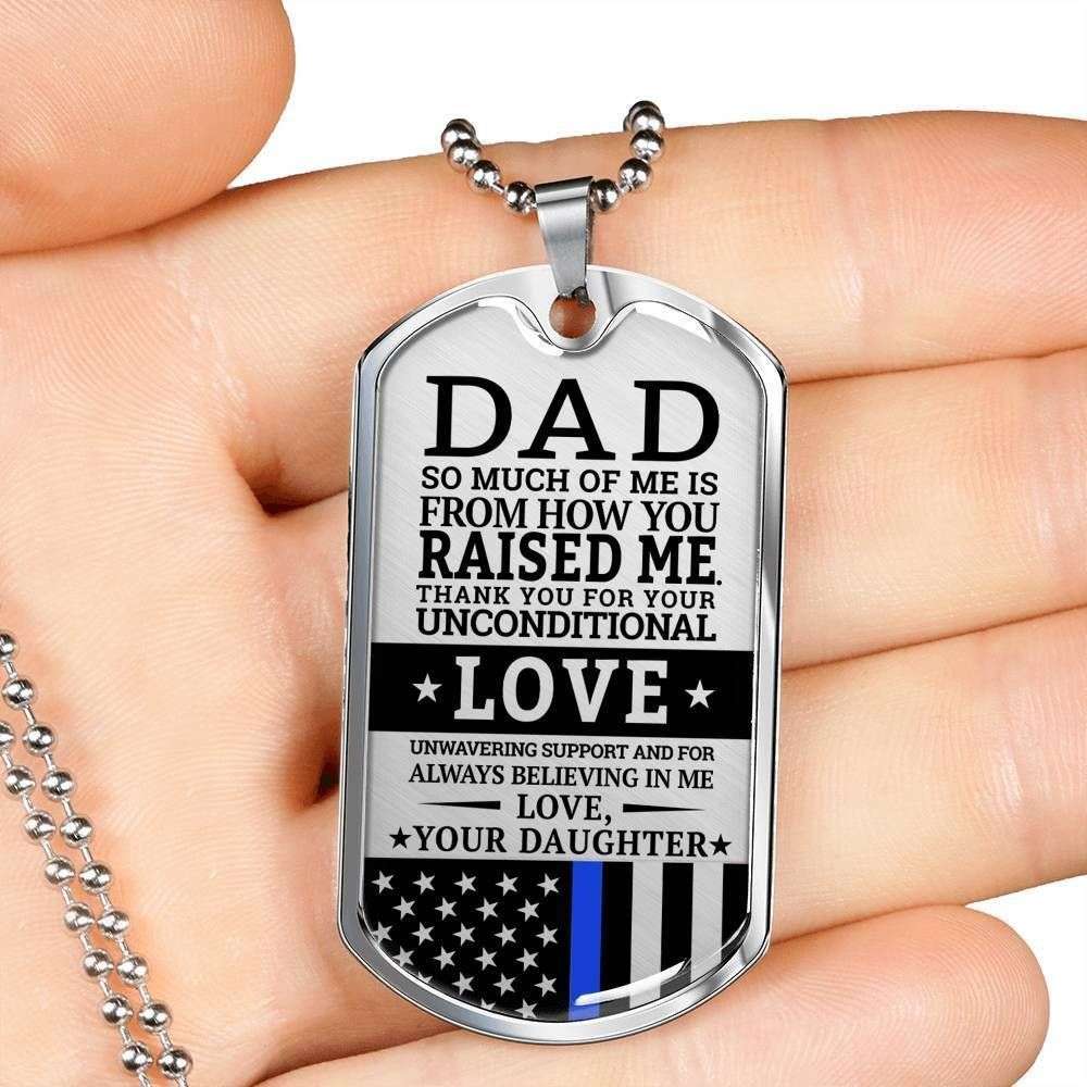 Dad Dog Tag Custom Picture Father’S Day, Daughter Gift For Dad Dog Tag Necklace Thank For Unconditional Love Father's Day Rakva