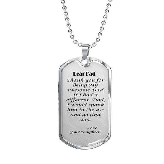 Dad Dog Tag Custom Picture Father’S Day, Daughter Giving Dad Dog Tag Necklace Thanks For Being My Awesome Dad Father's Day Rakva
