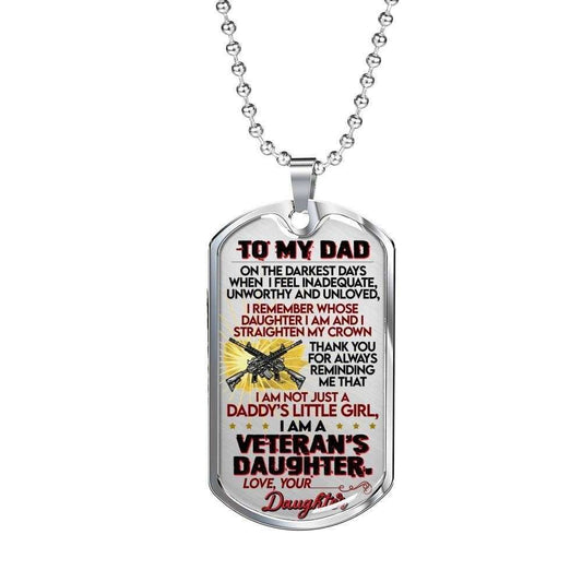 Dad Dog Tag Custom Picture Father’S Day, Daughter Giving Dad I A A Veteran’S Daughter Dog Tag Necklace Father's Day Rakva