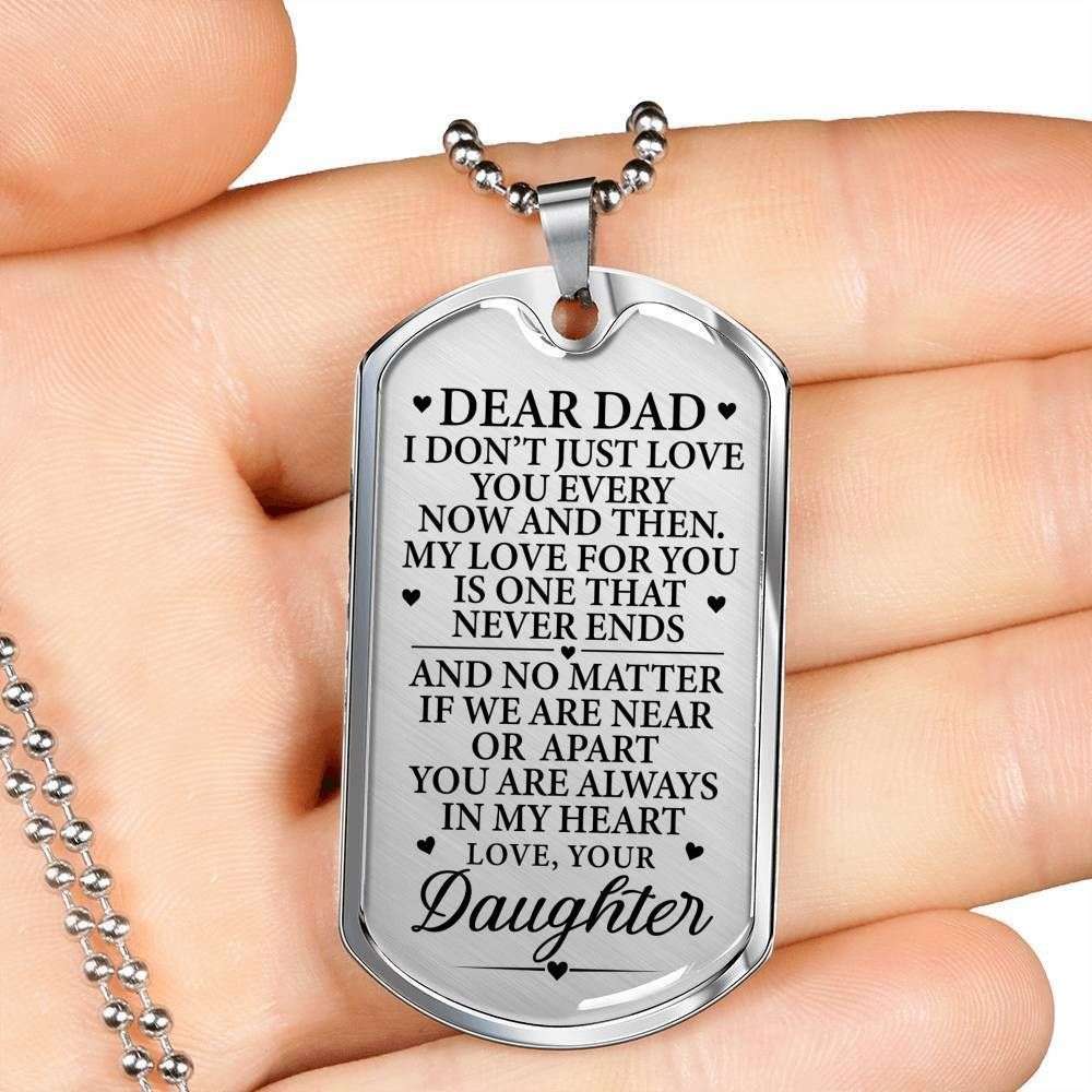 Dad Dog Tag Custom Picture Father’S Day, Dear Dad Always In My Heart Dog Tag Necklace Custom Engraved Father's Day Rakva