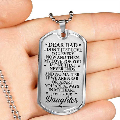 Dad Dog Tag Custom Picture Father’S Day, Dear Dad Always In My Heart Dog Tag Necklace Custom Engraved Father's Day Rakva