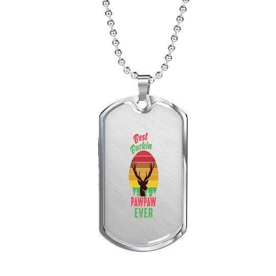 Dad Dog Tag Custom Picture Father’S Day, Deer Antler Best Buckin Pawpaw Ever Dog Tag Necklace Gift For Dad Father's Day Rakva