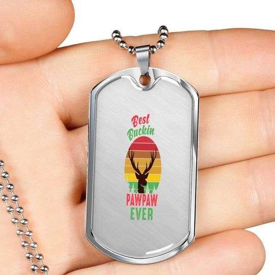 Dad Dog Tag Custom Picture Father’S Day, Deer Antler Best Buckin Pawpaw Ever Dog Tag Necklace Gift For Dad Father's Day Rakva
