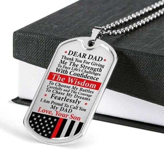 Dad Dog Tag Custom Picture, Father’S Day Dog Tag Firefighter Dad Proud To Call You Dad Dog Tag Necklace Son Gift For Dad Father's Day Rakva