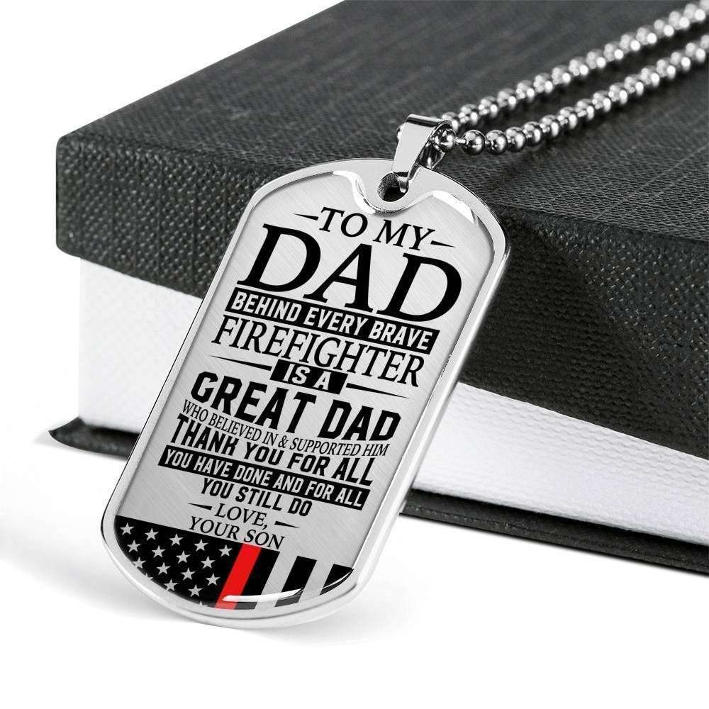 Dad Dog Tag Custom Picture, Father’S Day Dog Tag Firefighter’S Dad “ Thank You For All You Do “ Love Son Dog Tag Custom Picture Necklace Father's Day Rakva