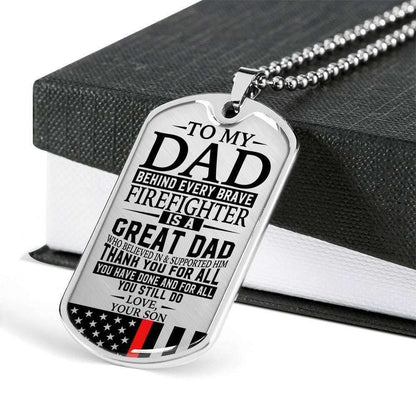 Dad Dog Tag Custom Picture, Father’S Day Dog Tag Firefighter’S Dad “ Thank You For All You Do “ Love Son Dog Tag Custom Picture Necklace Father's Day Rakva
