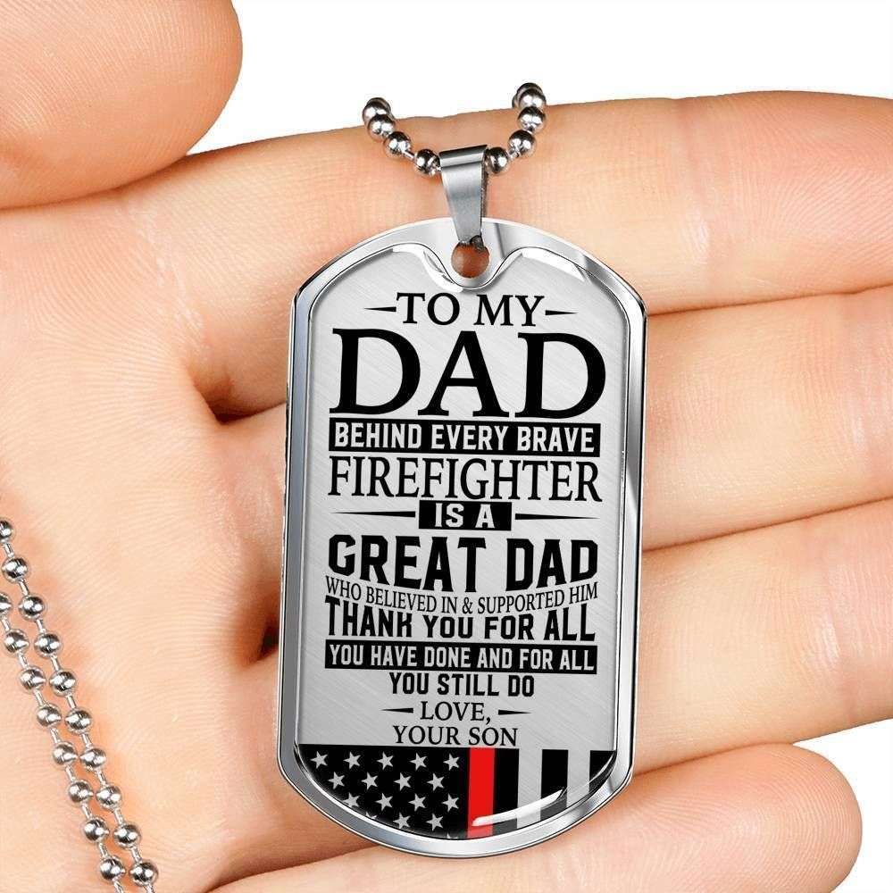 Dad Dog Tag Custom Picture, Father’S Day Dog Tag Firefighter’S Dad “ Thank You For All You Do “ Love Son Dog Tag Custom Picture Necklace Father's Day Rakva