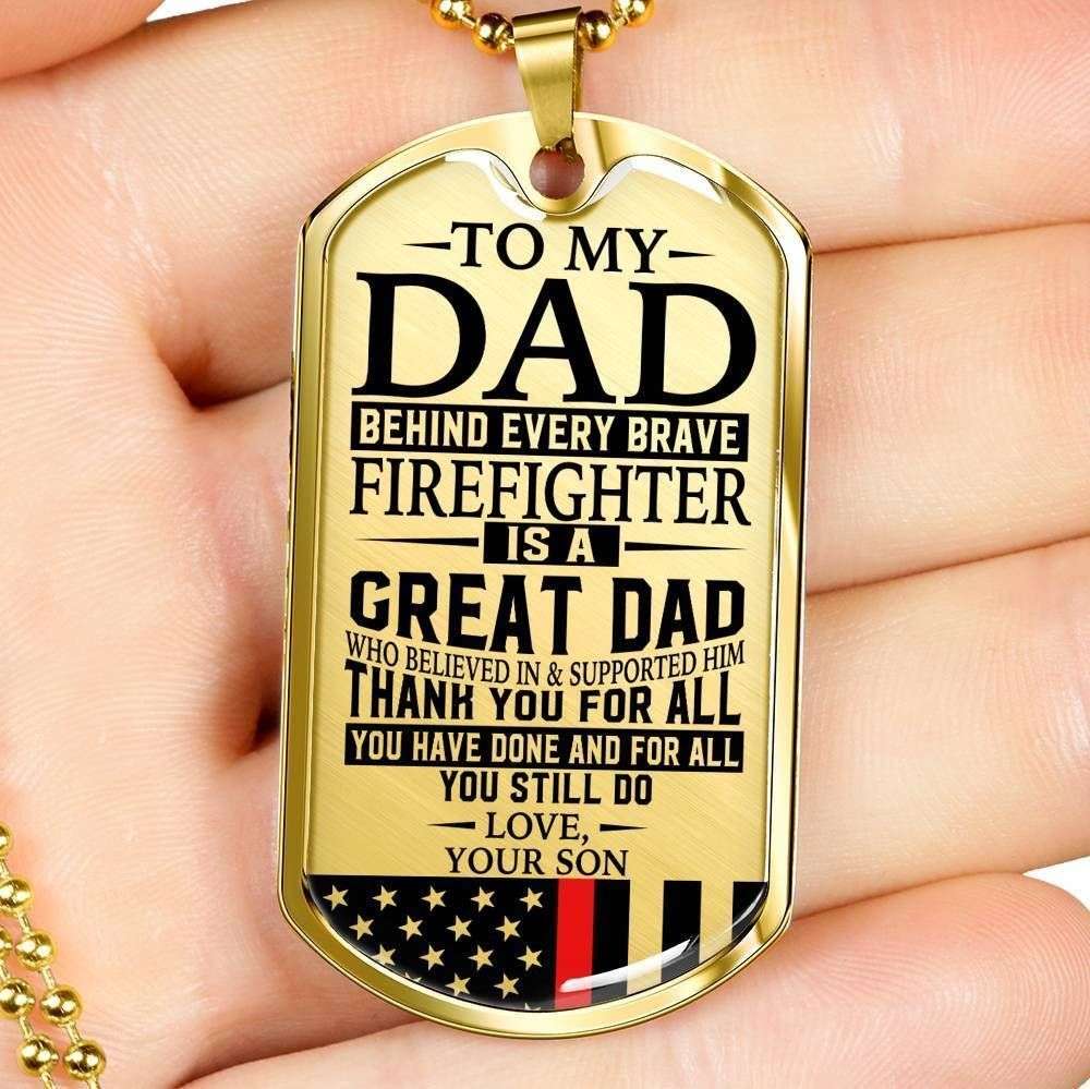 Dad Dog Tag Custom Picture, Father’S Day Dog Tag Firefighter’S Dad “ Thank You For All You Do “ Love Son Dog Tag Custom Picture Necklace Father's Day Rakva