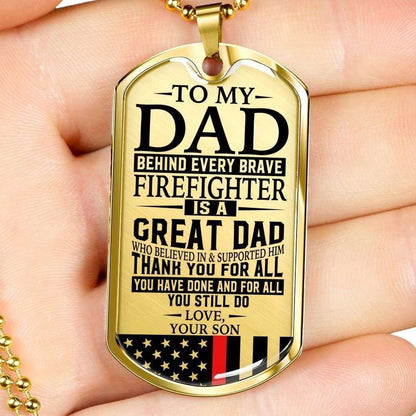Dad Dog Tag Custom Picture, Father’S Day Dog Tag Firefighter’S Dad “ Thank You For All You Do “ Love Son Dog Tag Custom Picture Necklace Father's Day Rakva